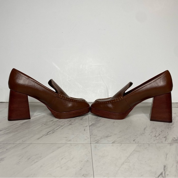 Steve Madden Etney Brown Square Toe Heeled Loafer 9 1/2 M - Picture 5 of 15